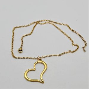 Golden Stainless Steel Open Heart Pendant Cable Chain Necklace
